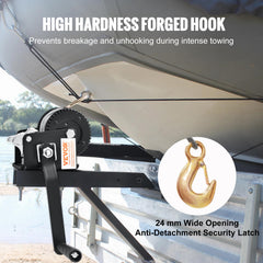 VEVOR hand winch forged hook with safety latch for secure attachments