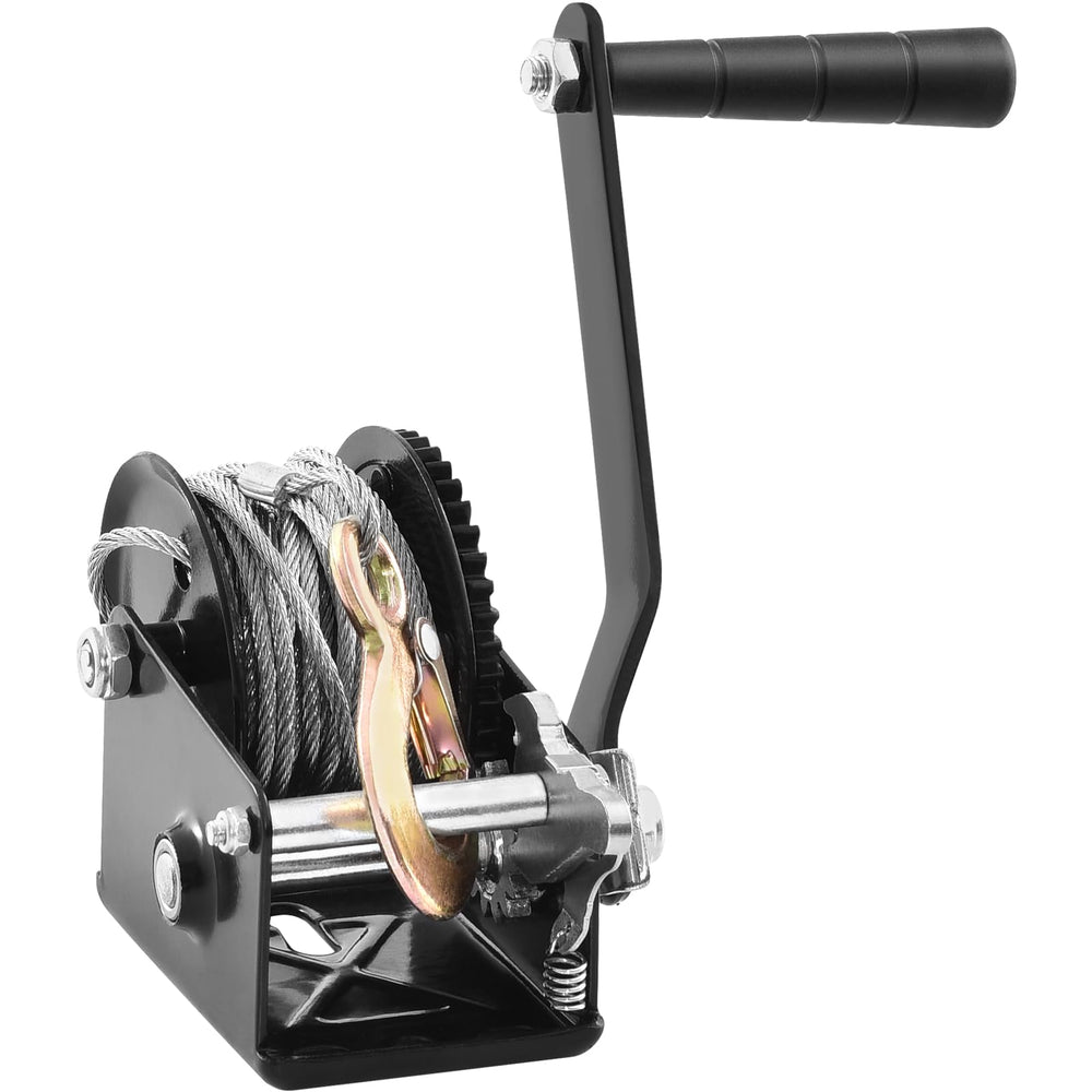 VEVOR hand winch boxed packaging displaying product label and contents