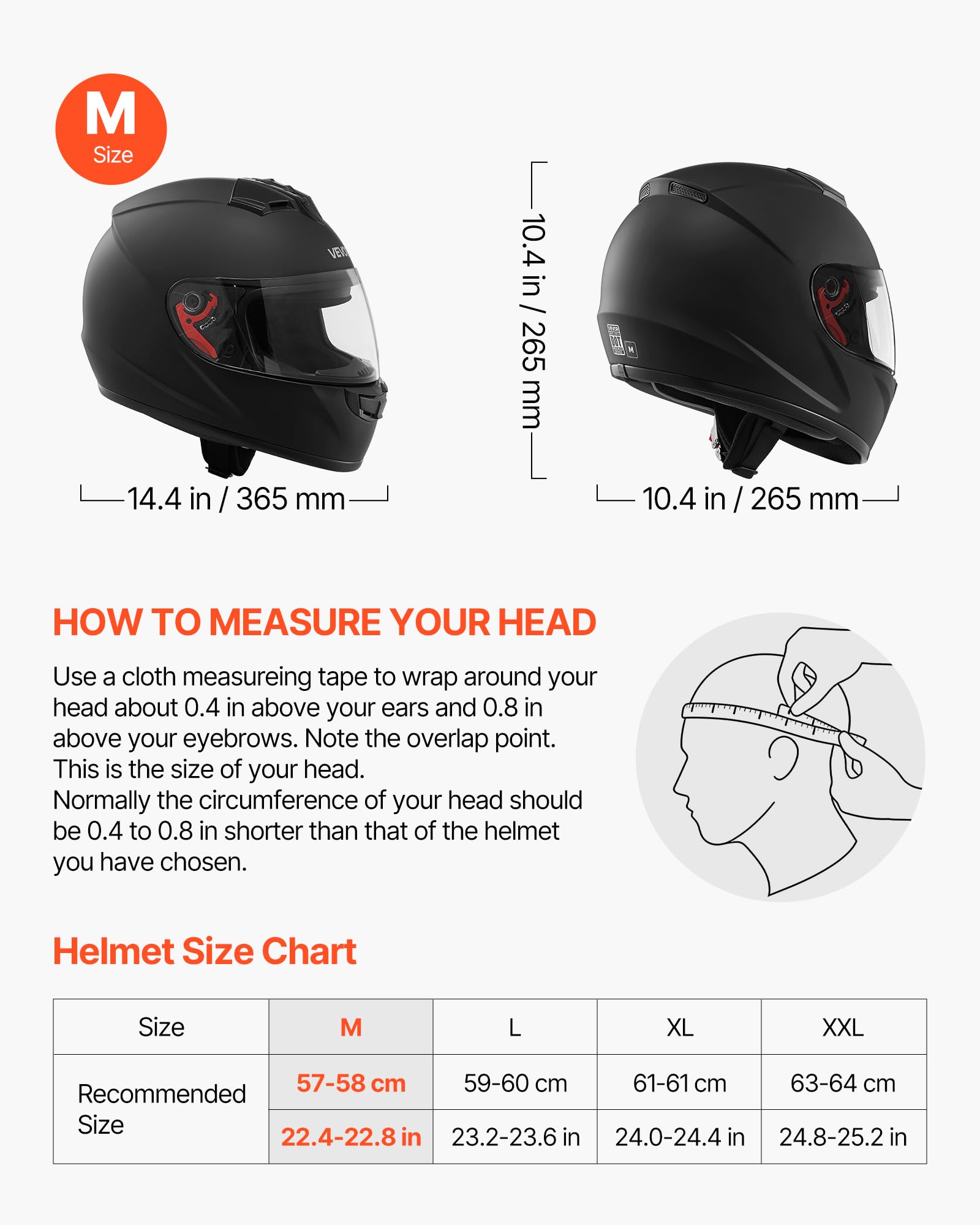 VEVOR helmet close-up of clear visor and quick-swap mechanism for easy changes