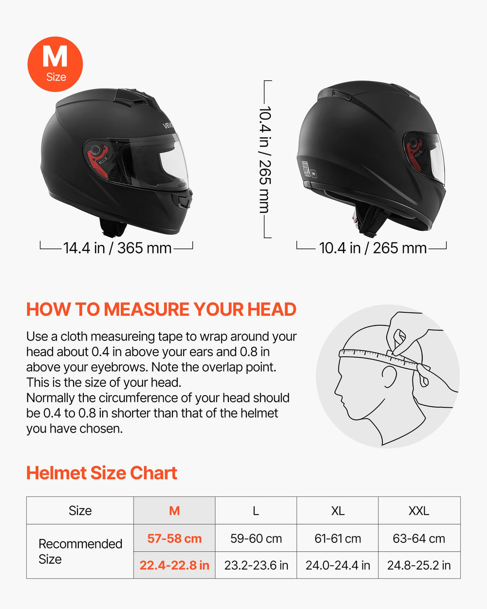 VEVOR helmet close-up of clear visor and quick-swap mechanism for easy changes