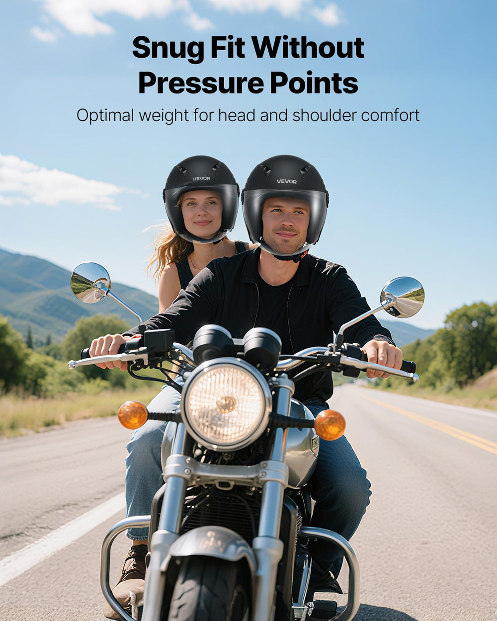 VEVOR helmet on mannequin for size scale and accurate fit guidance