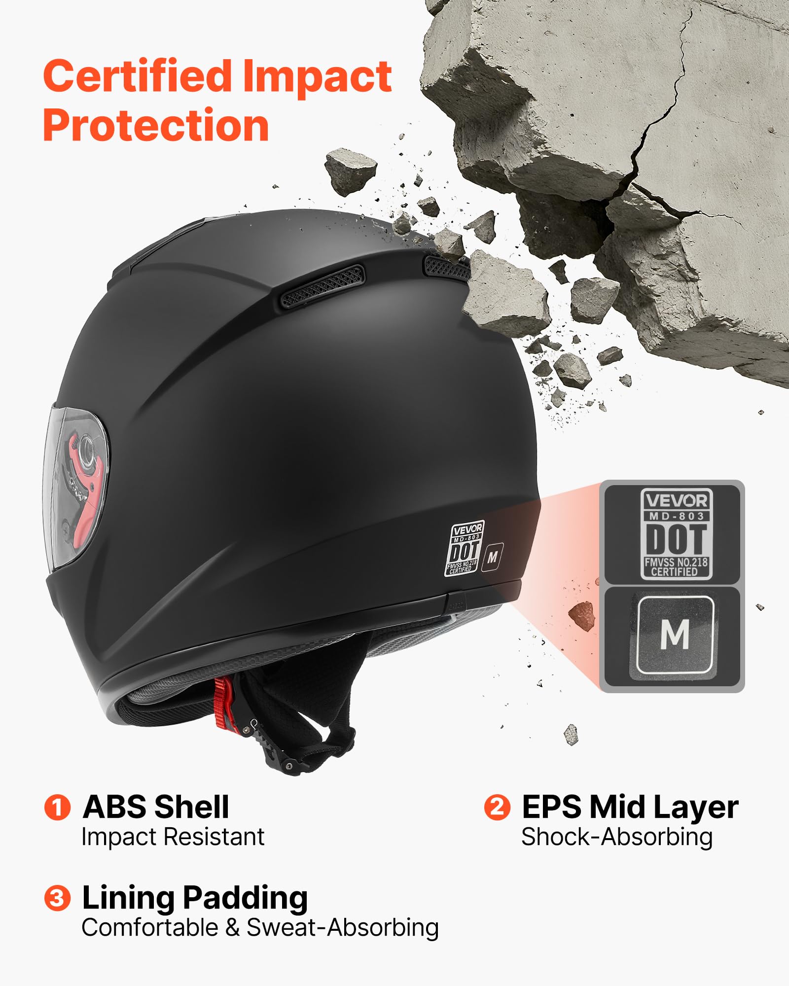 VEVOR helmet with tinted visor option reducing glare in bright sunlight