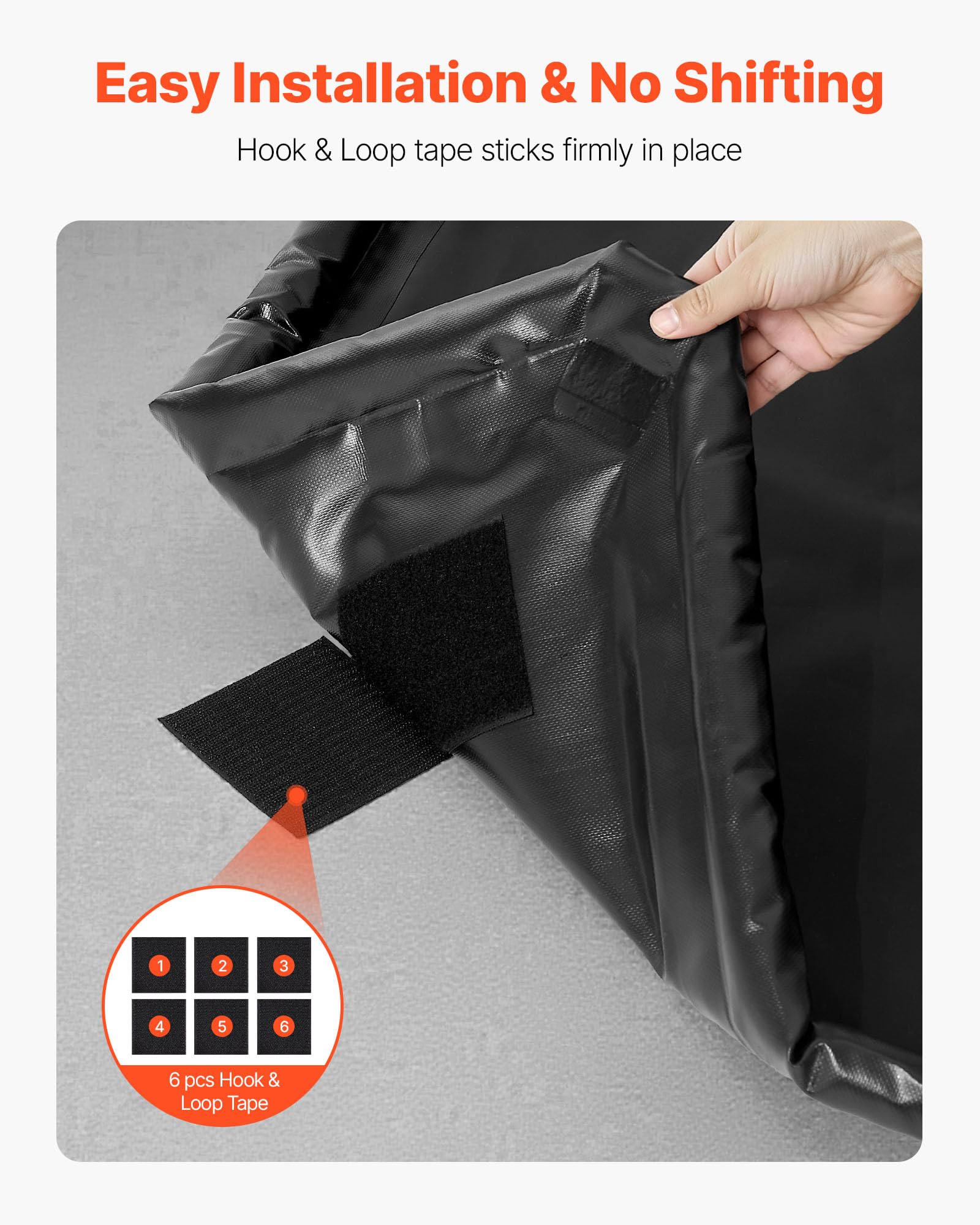 VEVOR hook-and-loop fasteners mounted securing mat firmly to floor
