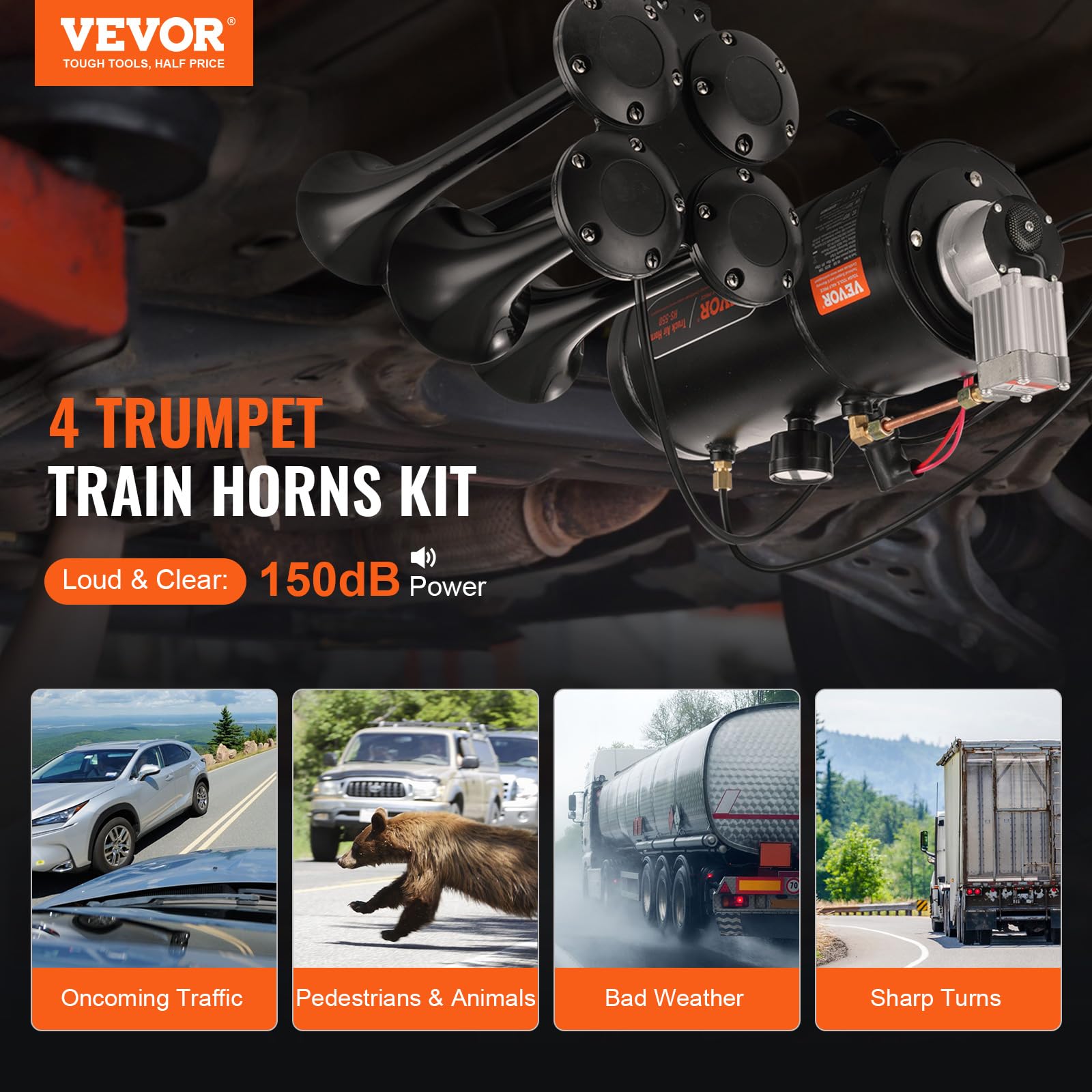 VEVOR trumpet close-up highlighting polished finish and corrosion resistance