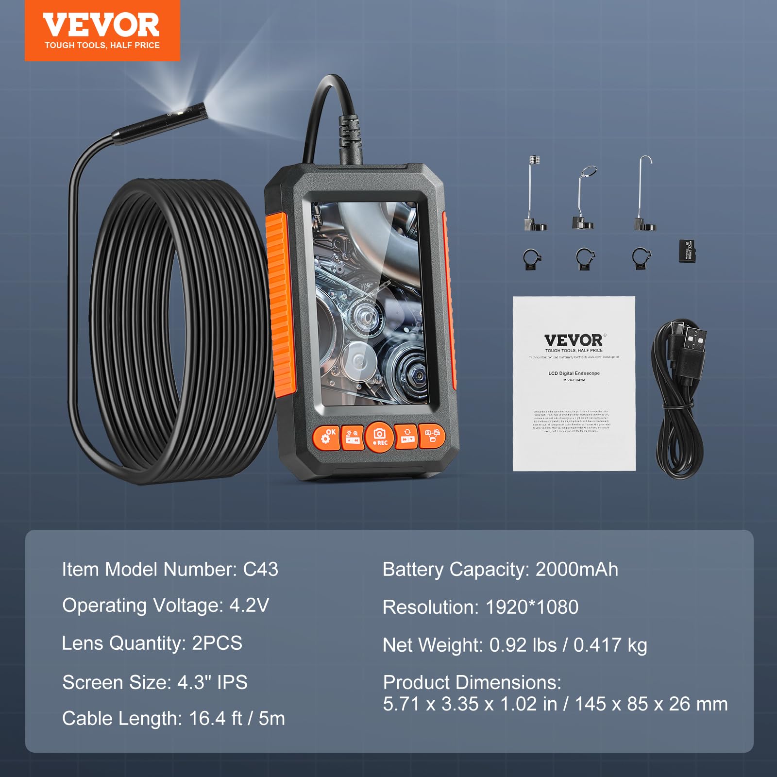 VEVOR endoscope inspecting car engine, helps locate faults without disassembly