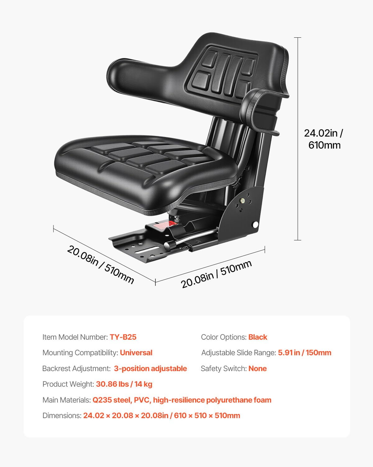 VEVOR installed on tractor demonstrating real-world comfort