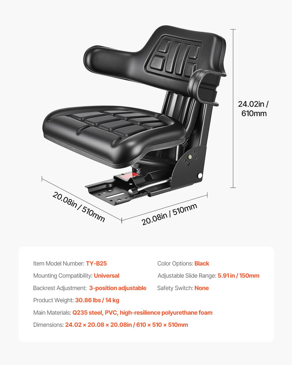 VEVOR installed on tractor demonstrating real-world comfort