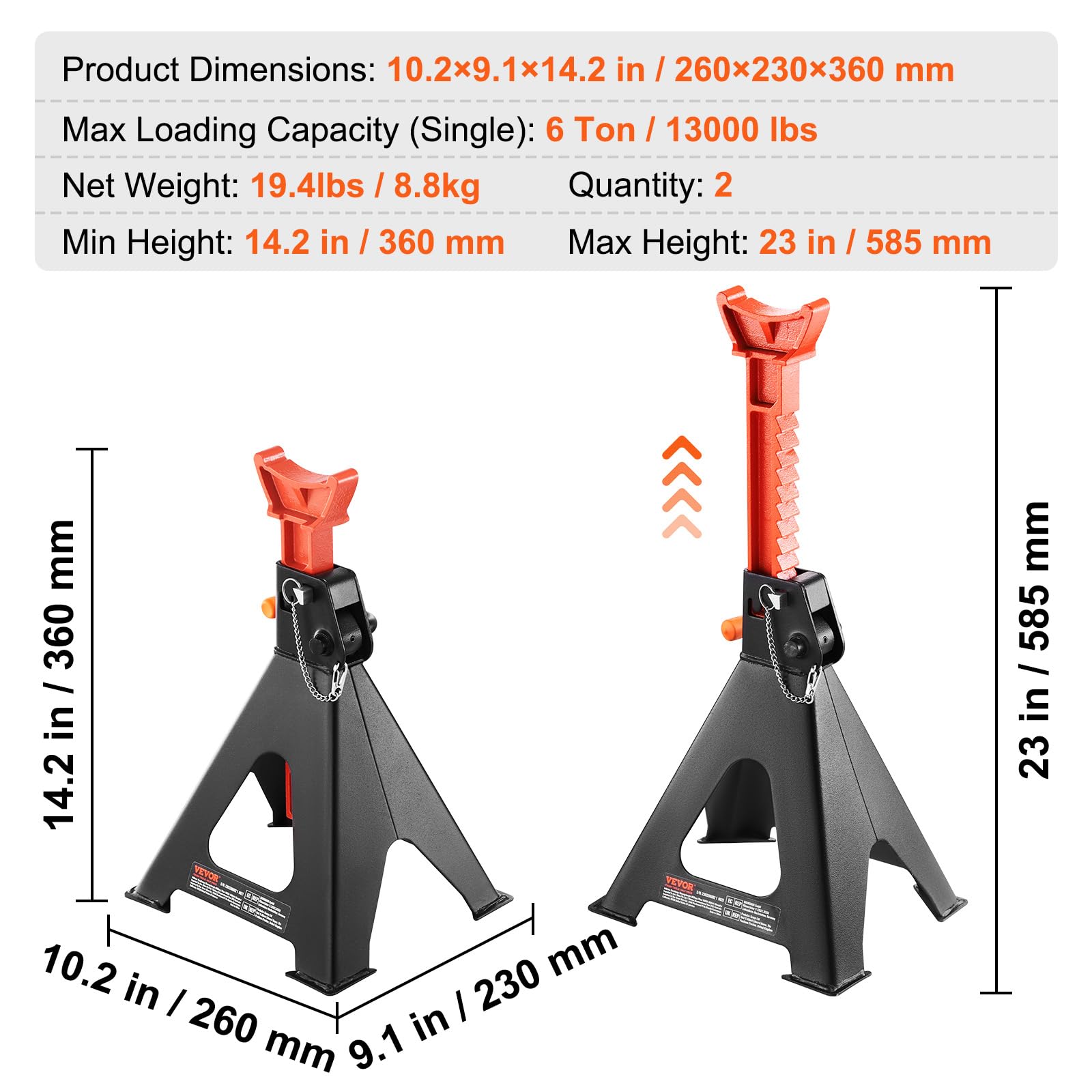 VEVOR jack stand supporting an SUV during maintenance for safe access