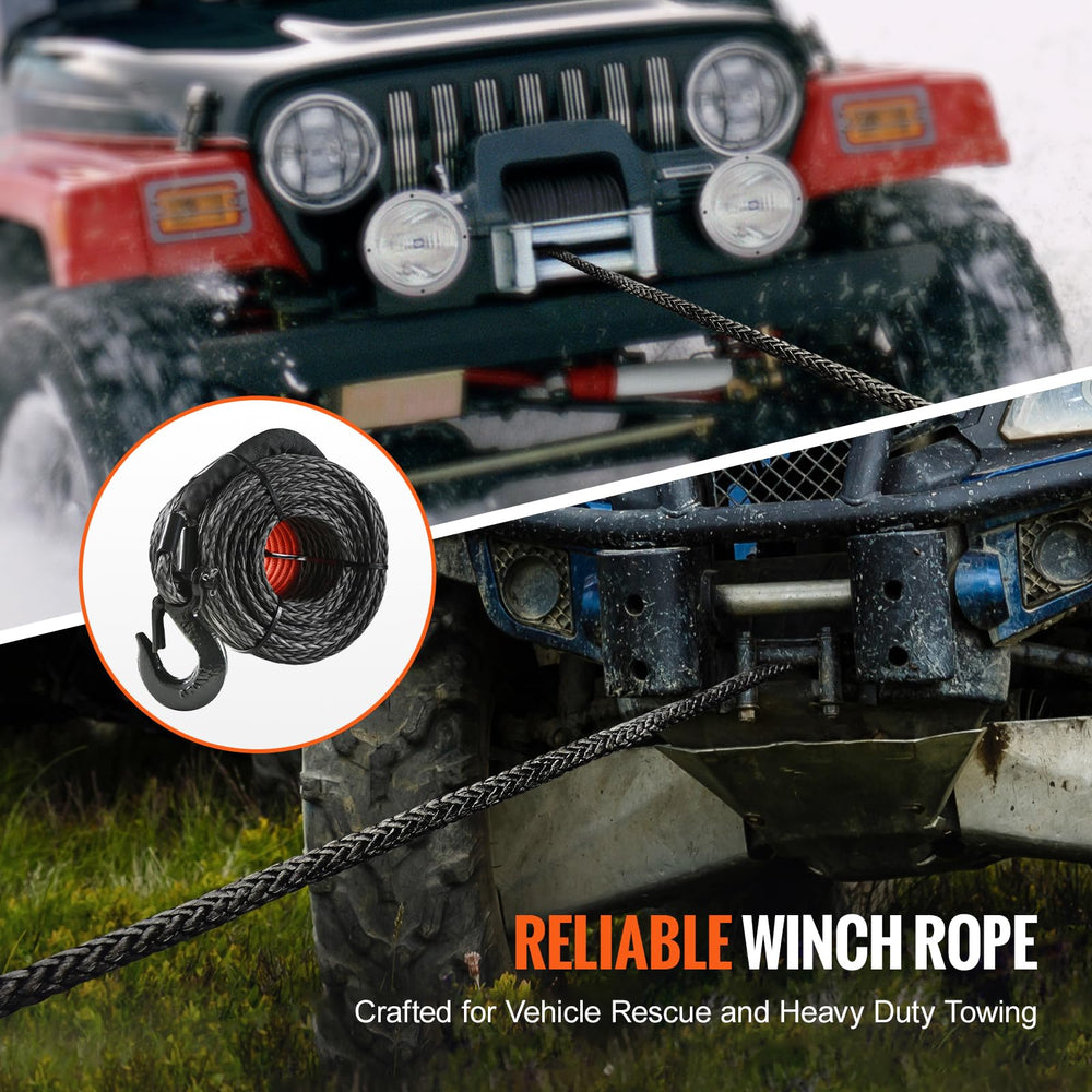 VEVOR rope installed on winch drum, demonstrates straightforward fitment benefit
