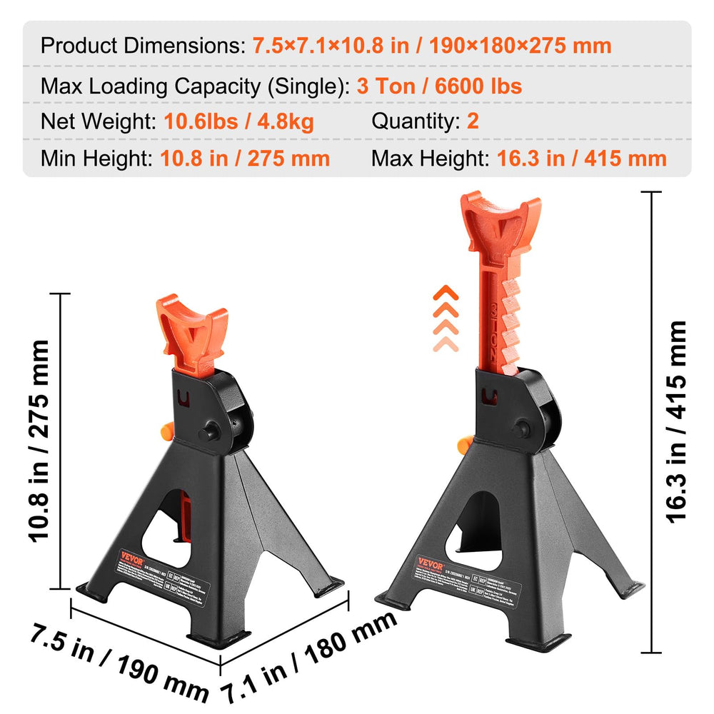 VEVOR side profile of both stands highlighting compact storage benefit