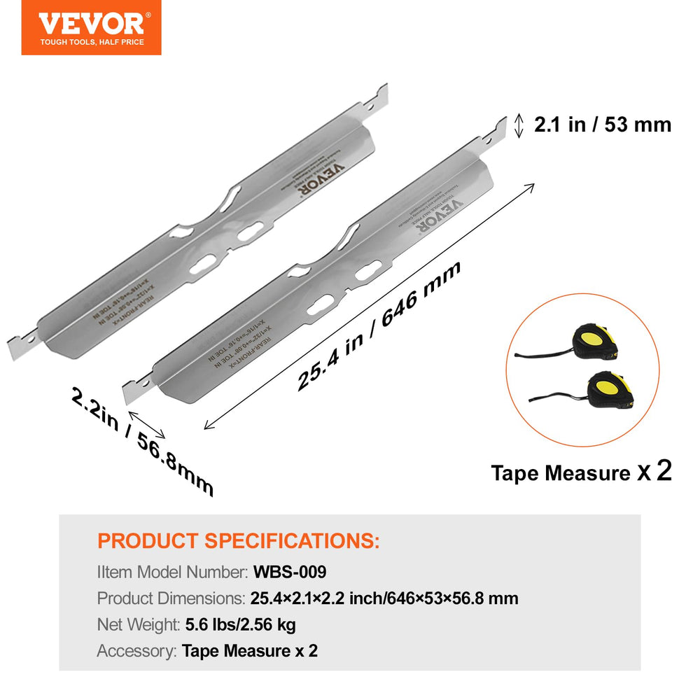 VEVOR conversion chart and specifications label to simplify angle calculations
