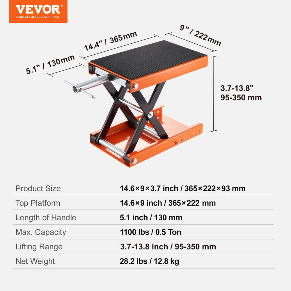VEVOR height comparison showing lowest to highest lift positions benefit