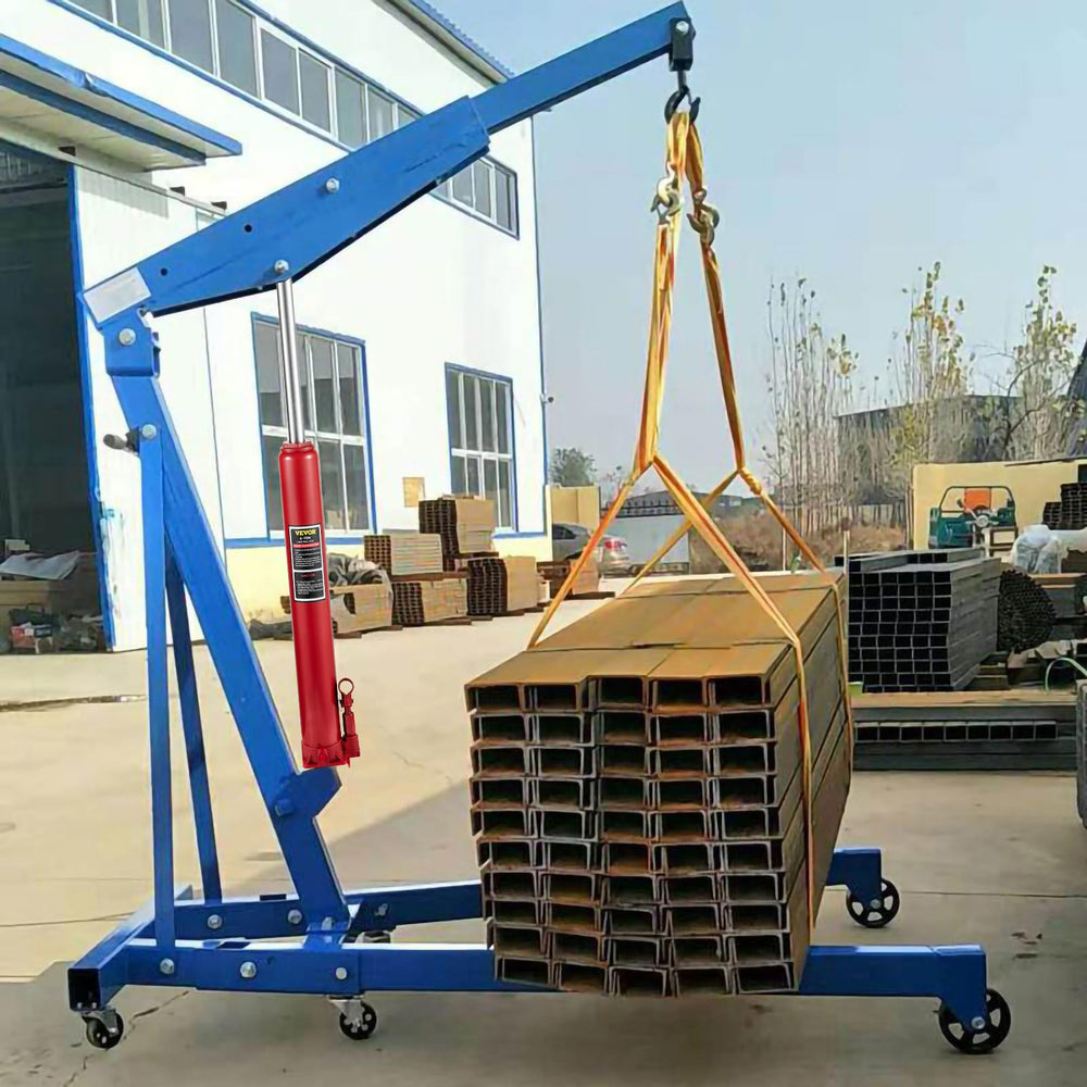 VEVOR lifting a car engine in garage showing practical heavy-load use