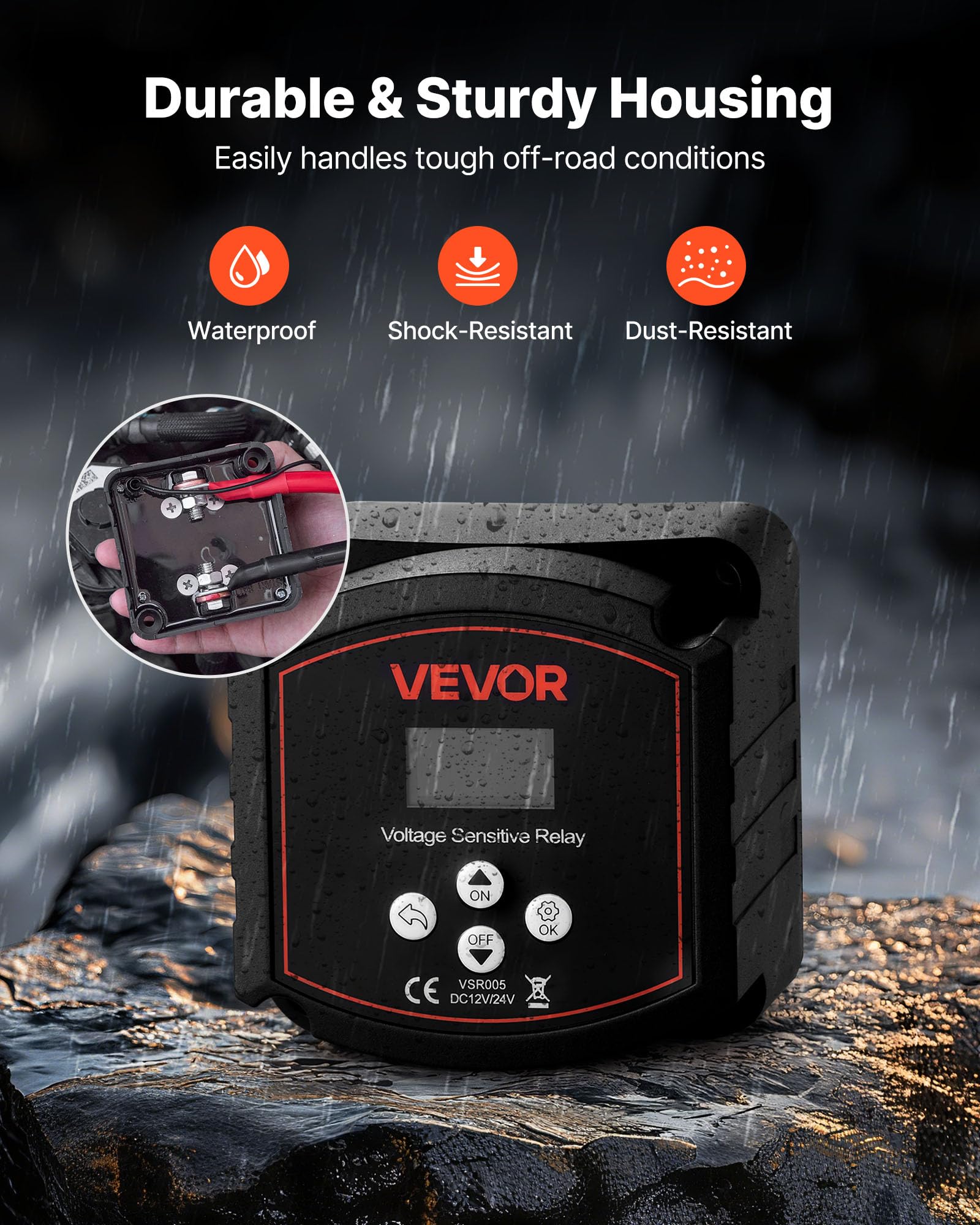 VEVOR manual mode button detail enabling emergency paralleling for quick starting