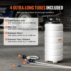 VEVOR set of multi-size extension tubes demonstrating deep reservoir reach