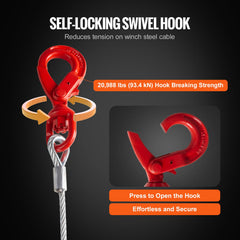 VEVOR orange warning stripe at cable end showing visual limit indicator benefit