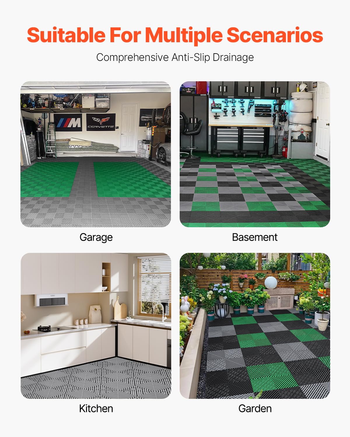 VEVOR outdoor garden path using tiles to keep walkways dry and safe