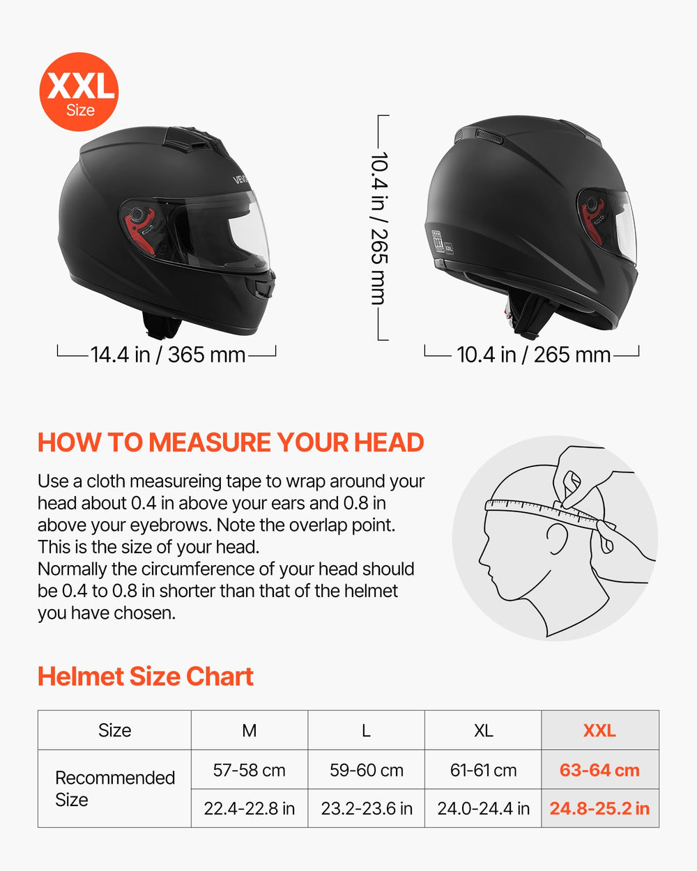 VEVOR helmet shell close-up highlighting durable ABS construction and finish