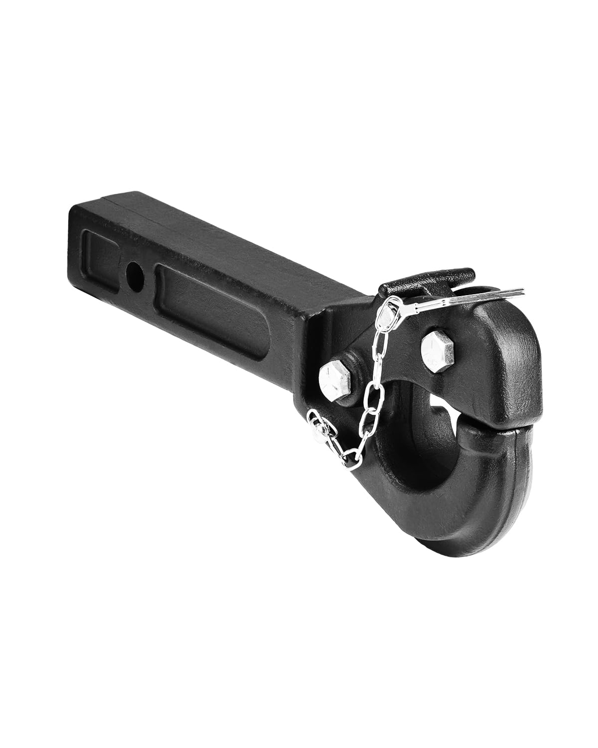 VEVOR pintle hook front view showing solid one-piece design and heavy-duty strength
