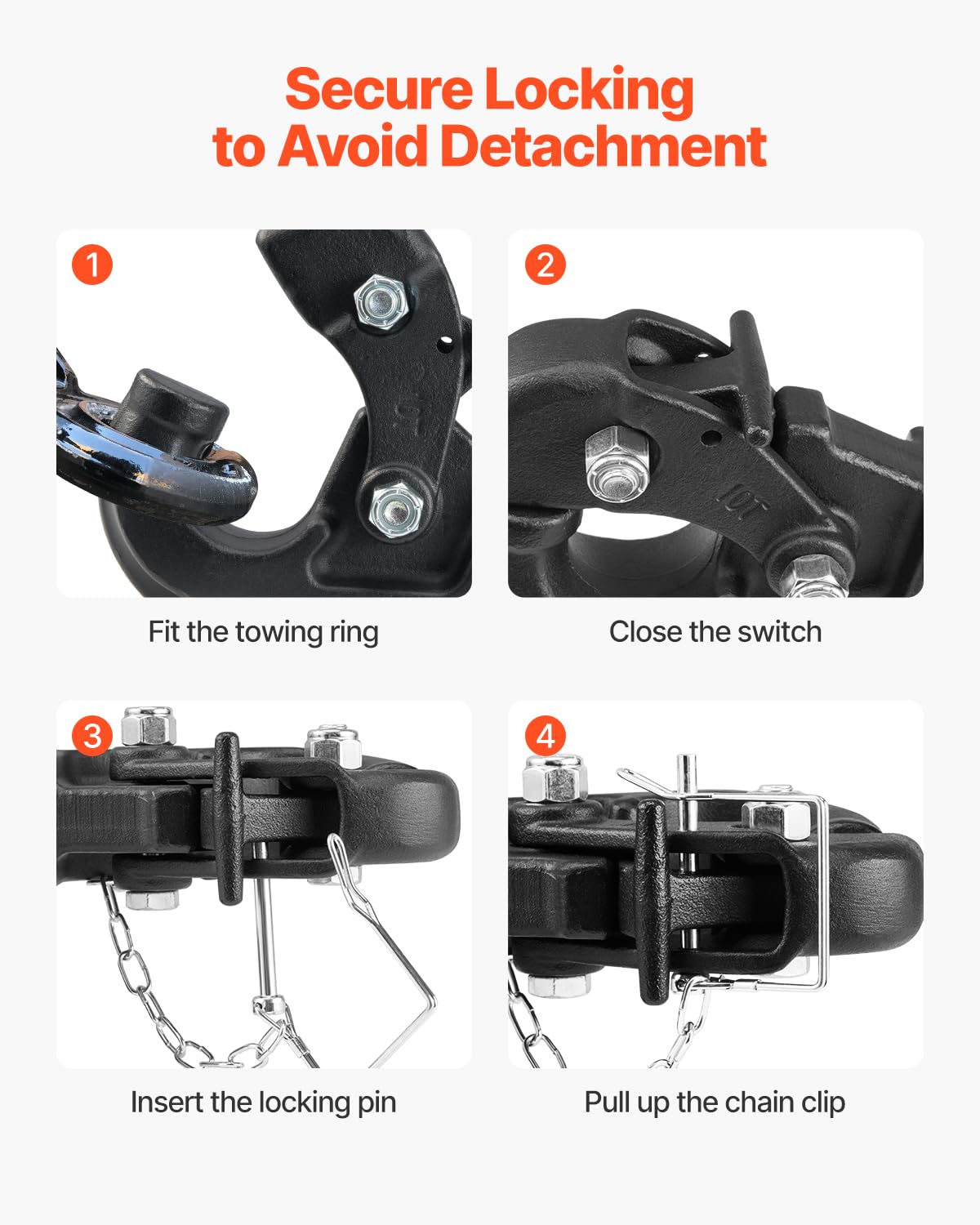 VEVOR pintle hook powder-coat texture resisting rust and abrasion outdoors