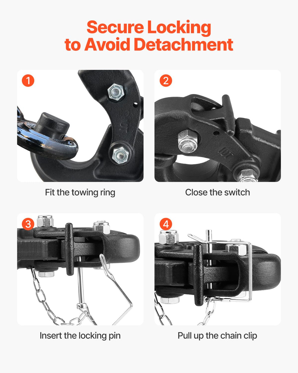 VEVOR pintle hook powder-coat texture resisting rust and abrasion outdoors