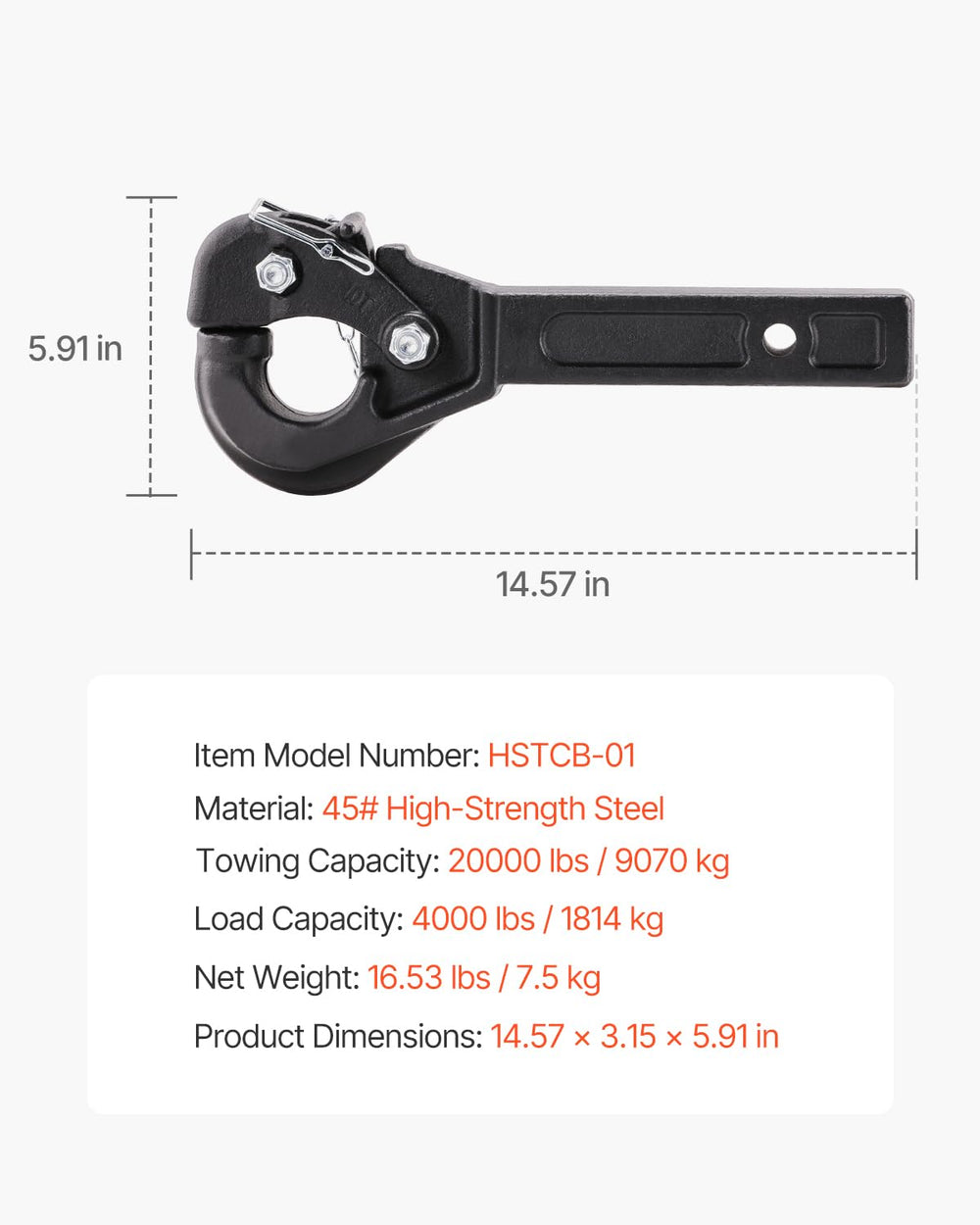 VEVOR pintle hook coupled to lunette ring demonstrating reliable connection