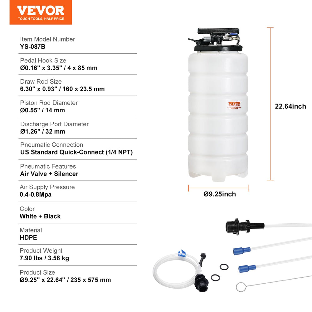 VEVOR pneumatic connection detail showing quick air hookup for high-speed suction