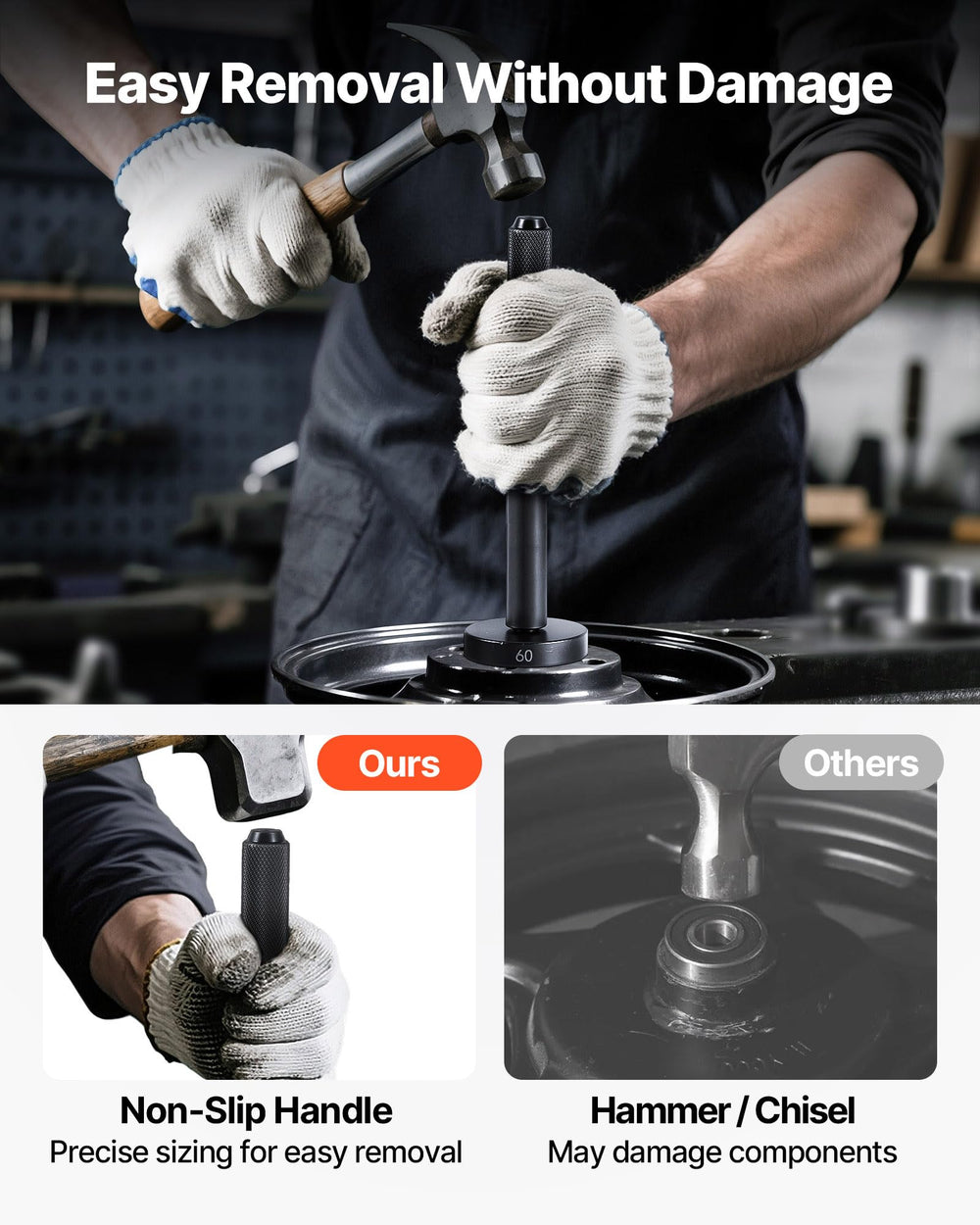 VEVOR polished sleeve edge close-up protecting bearings from damage during installation