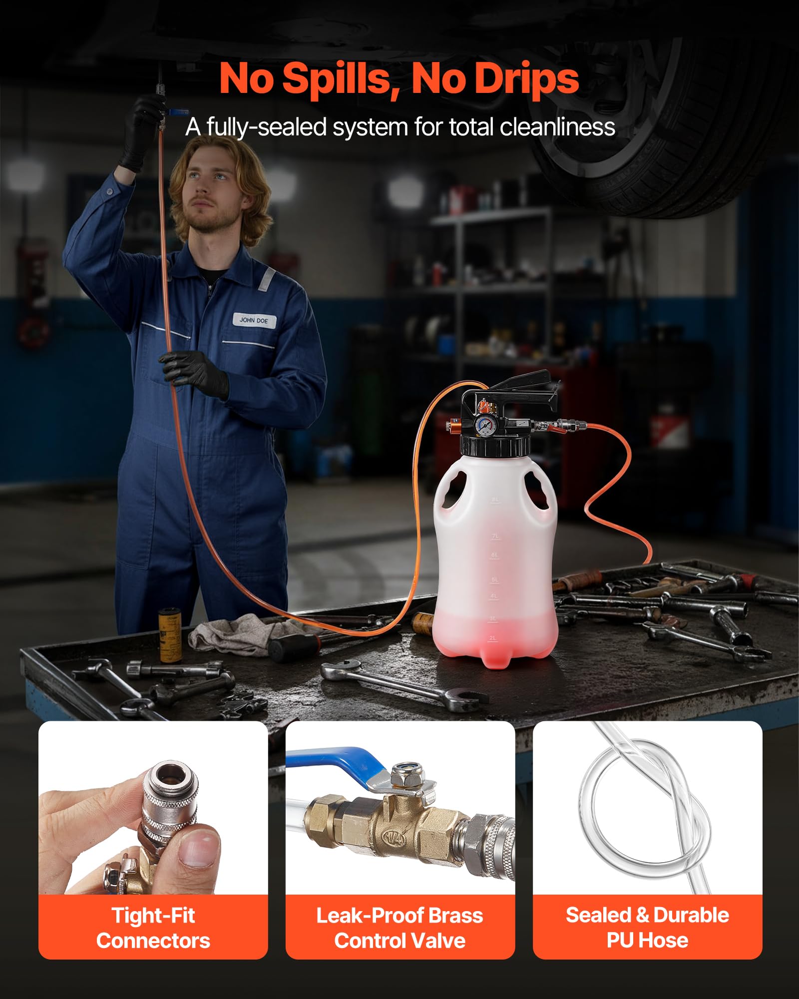 VEVOR close-up of PU hose demonstrating kink resistance and reliable flow