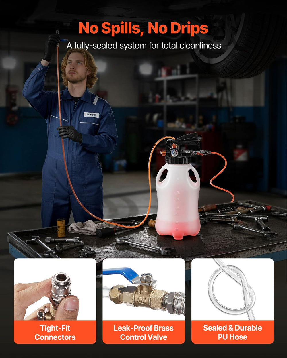 VEVOR close-up of PU hose demonstrating kink resistance and reliable flow