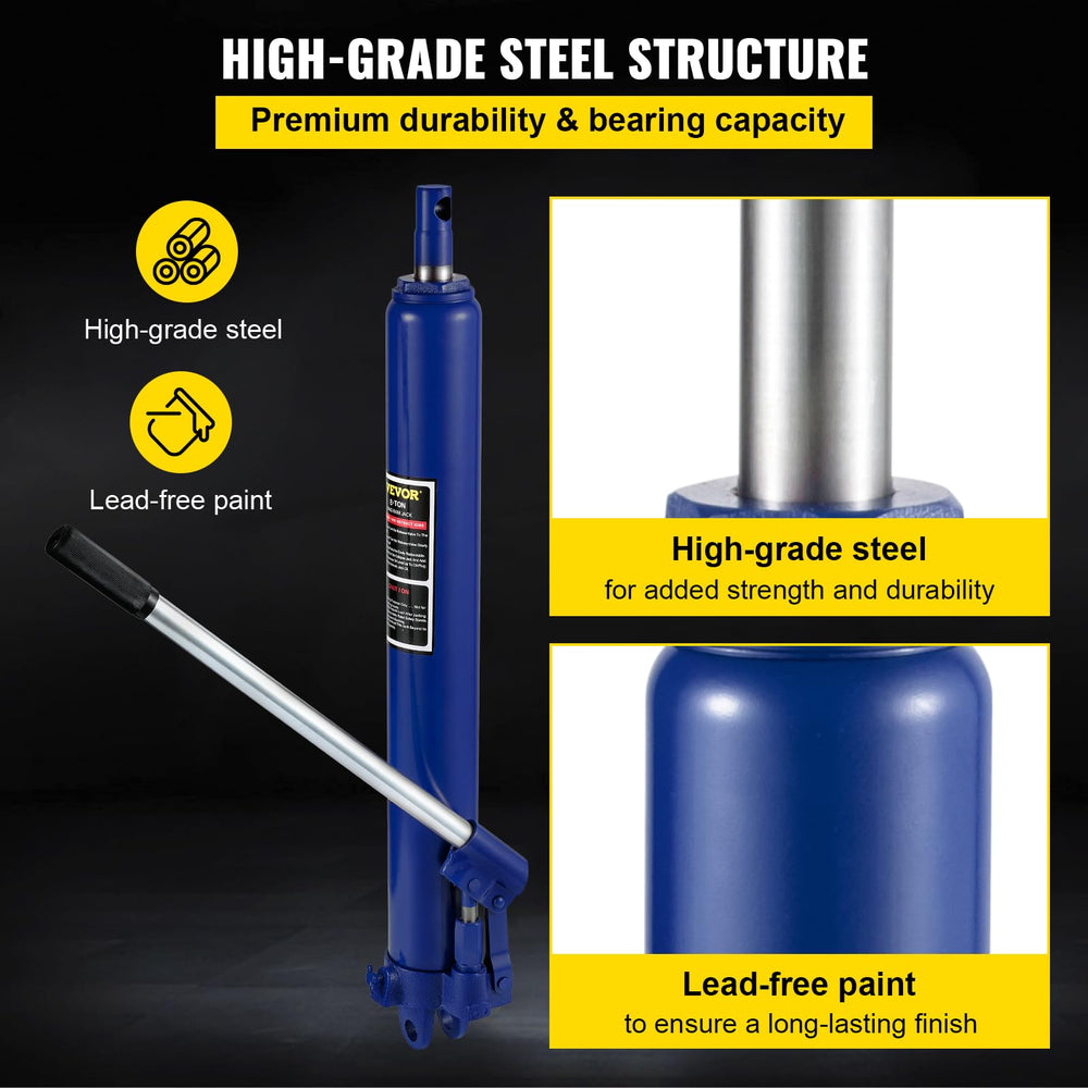 VEVOR ram fully extended to maximum height for increased reach and clearance