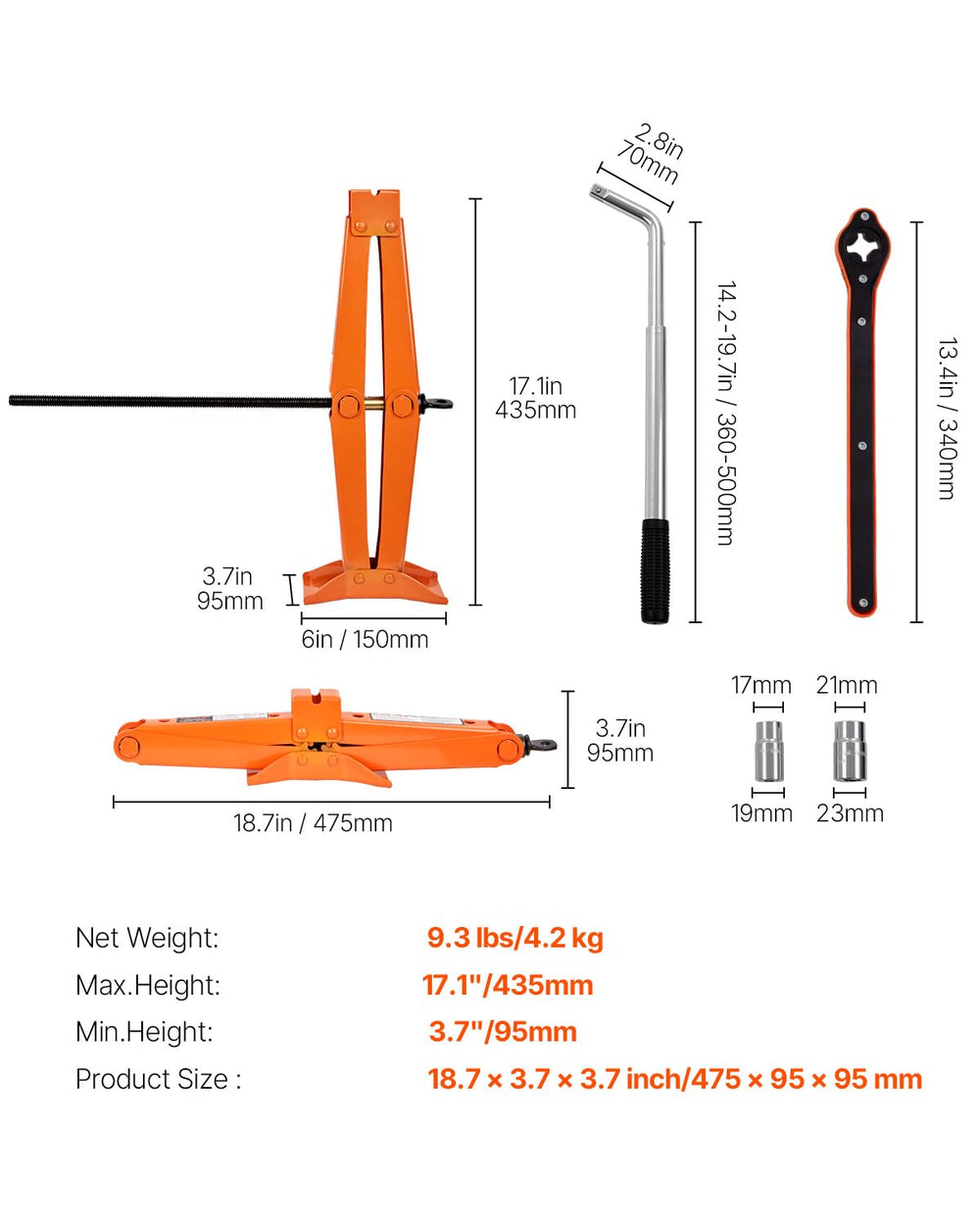 VEVOR ratchet wrench and universal socket for quicker height control