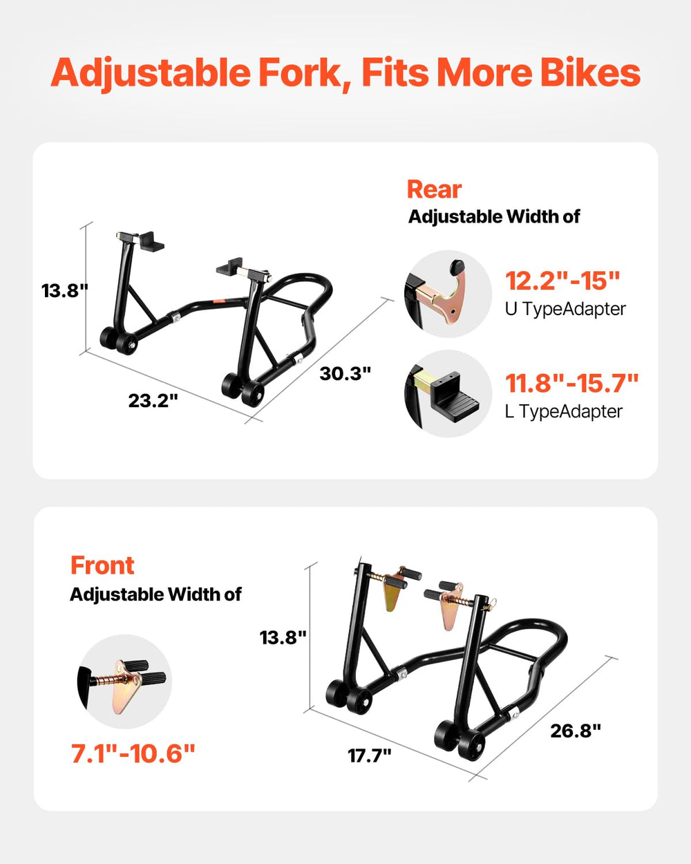 VEVOR rear L-fork detail engaging spool for safe elevated maintenance benefit