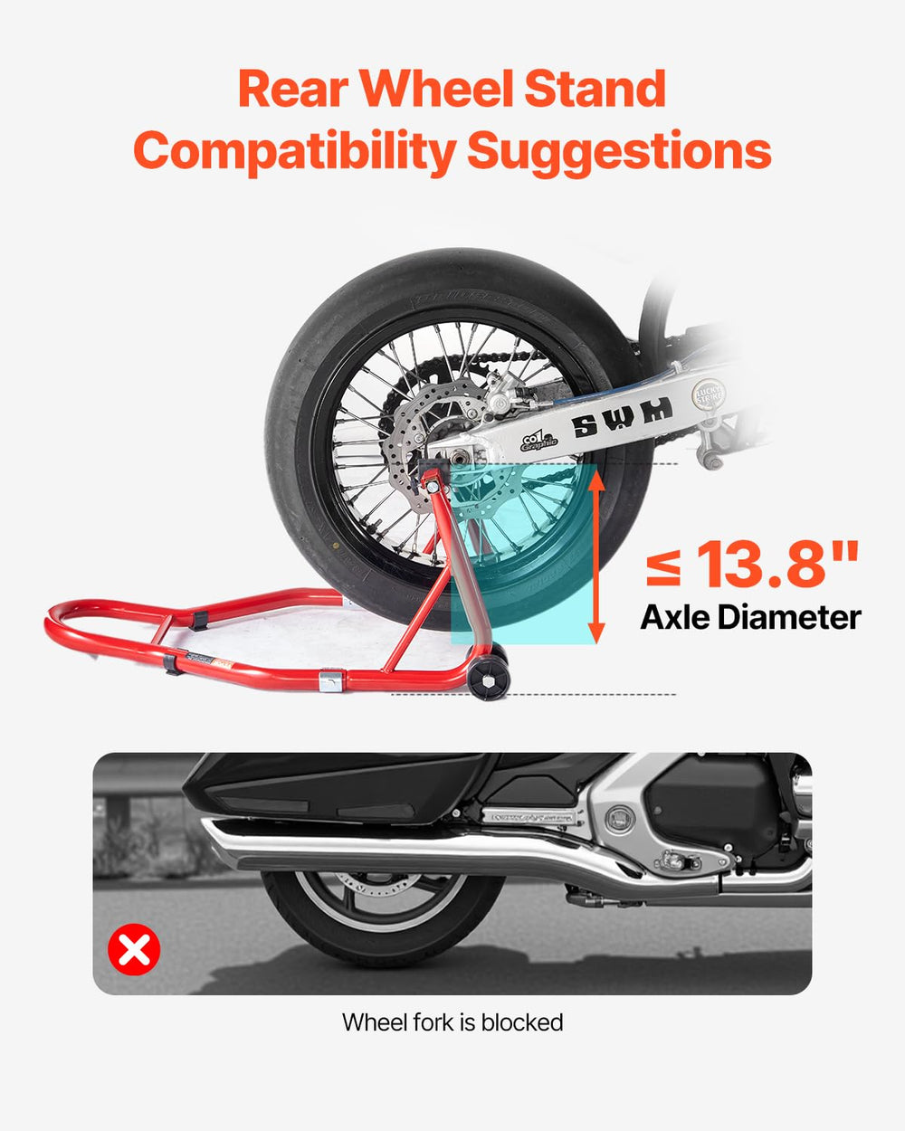 VEVOR casters and extended handle image illustrating fast, low-effort lifting