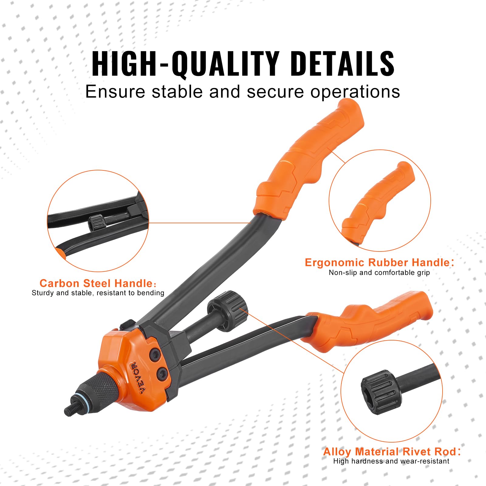 VEVOR close-up of twist knob for fast de-riveting and faster workflow