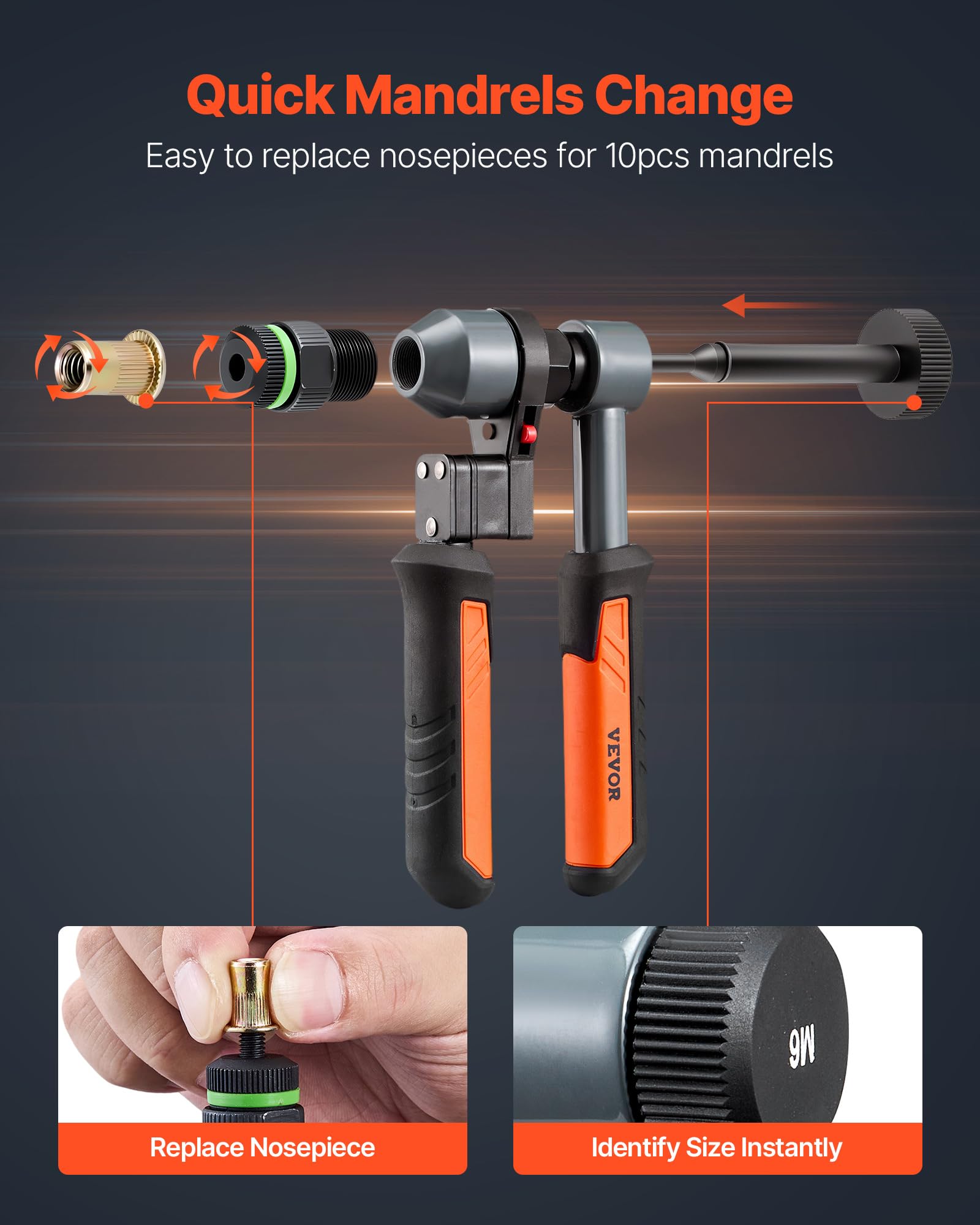 VEVOR thickened TPR handle grip detail providing comfortable, non-slip control