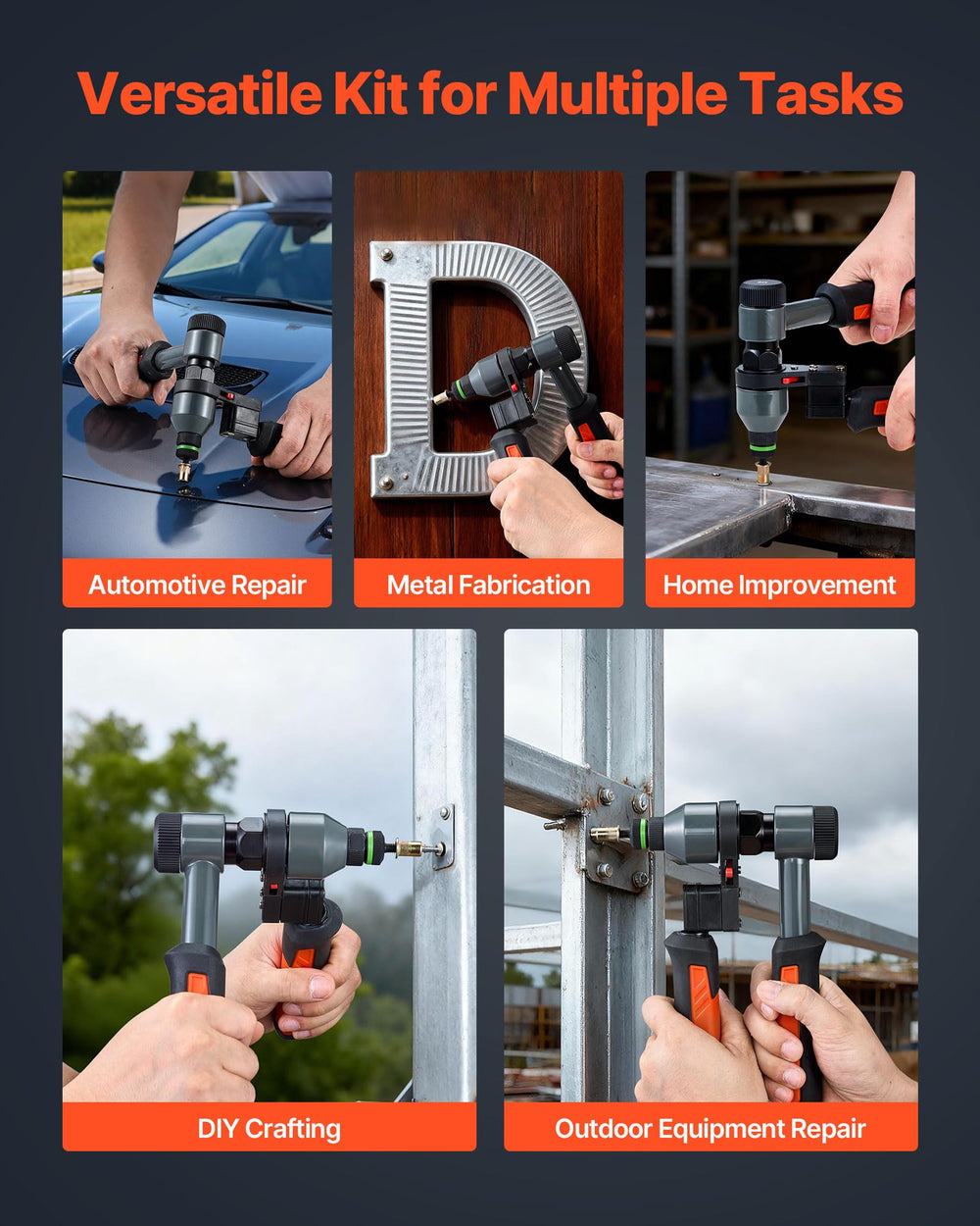 VEVOR tool setting a rivet nut into an automotive panel for secure anchor