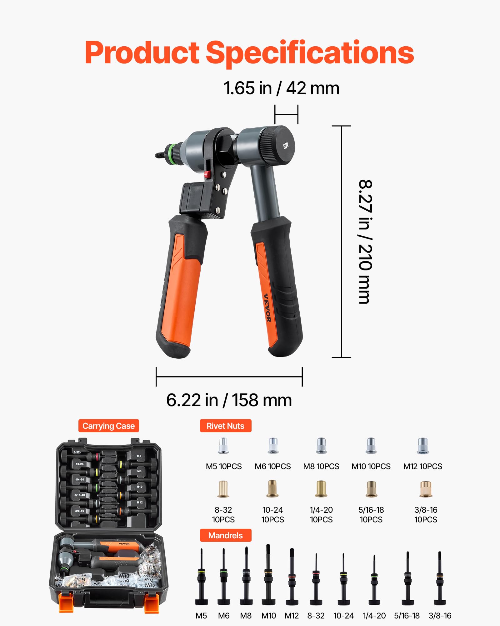 VEVOR tool held in hand to show size and ergonomic scale comparison