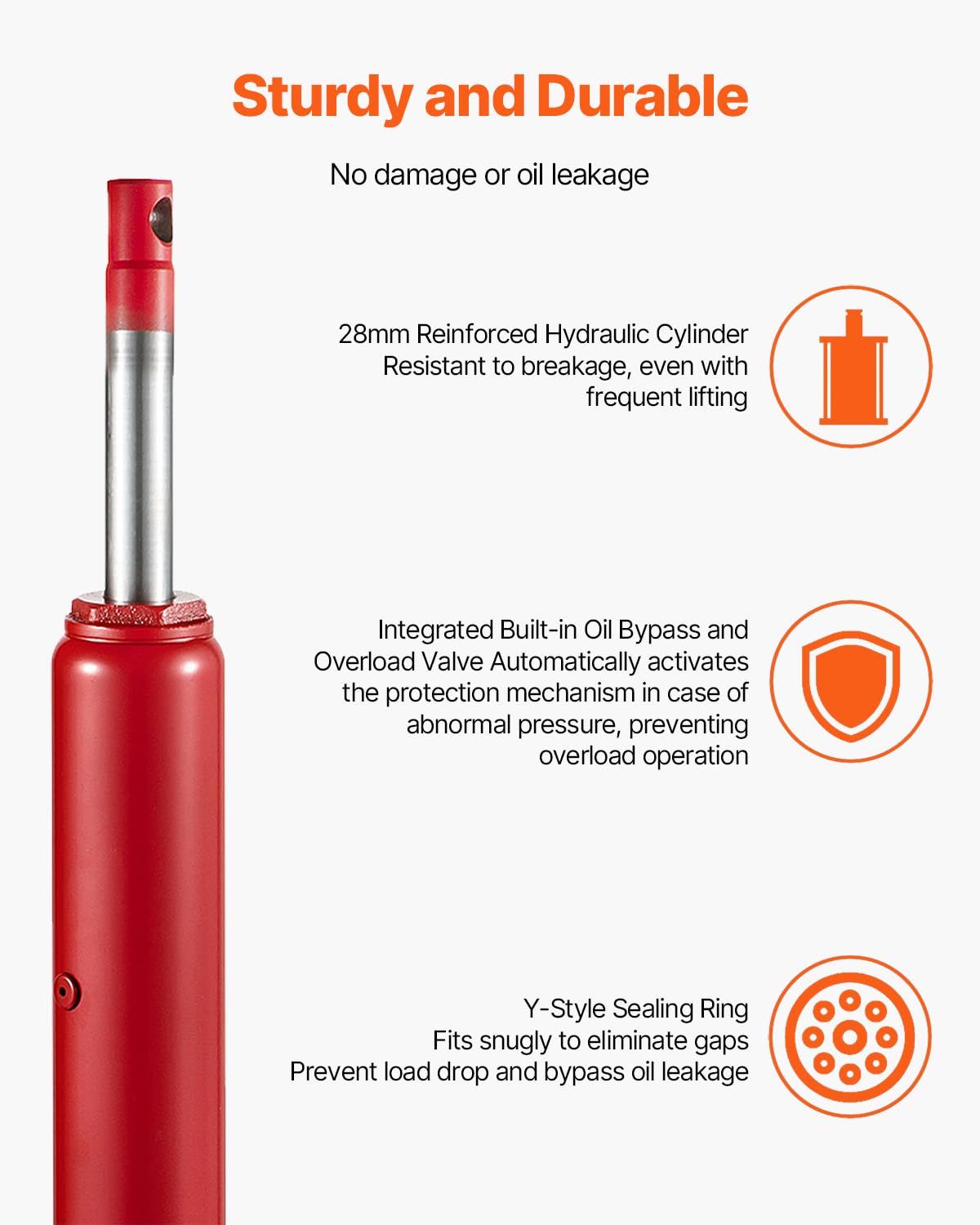 VEVOR rubber handle close-up demonstrating comfort and reduced hand fatigue