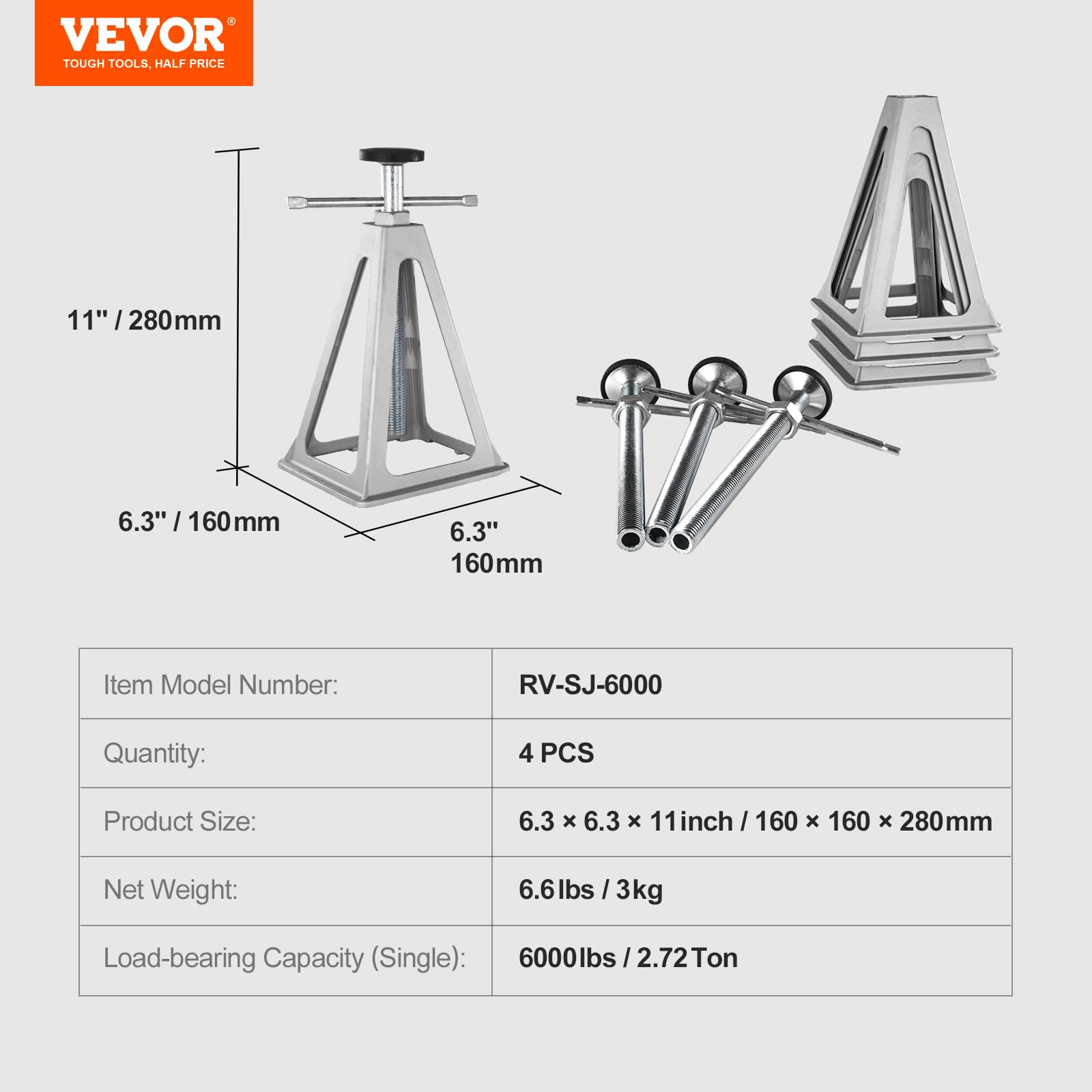 VEVOR close detail of aluminum body and galvanized screw showing corrosion resistance