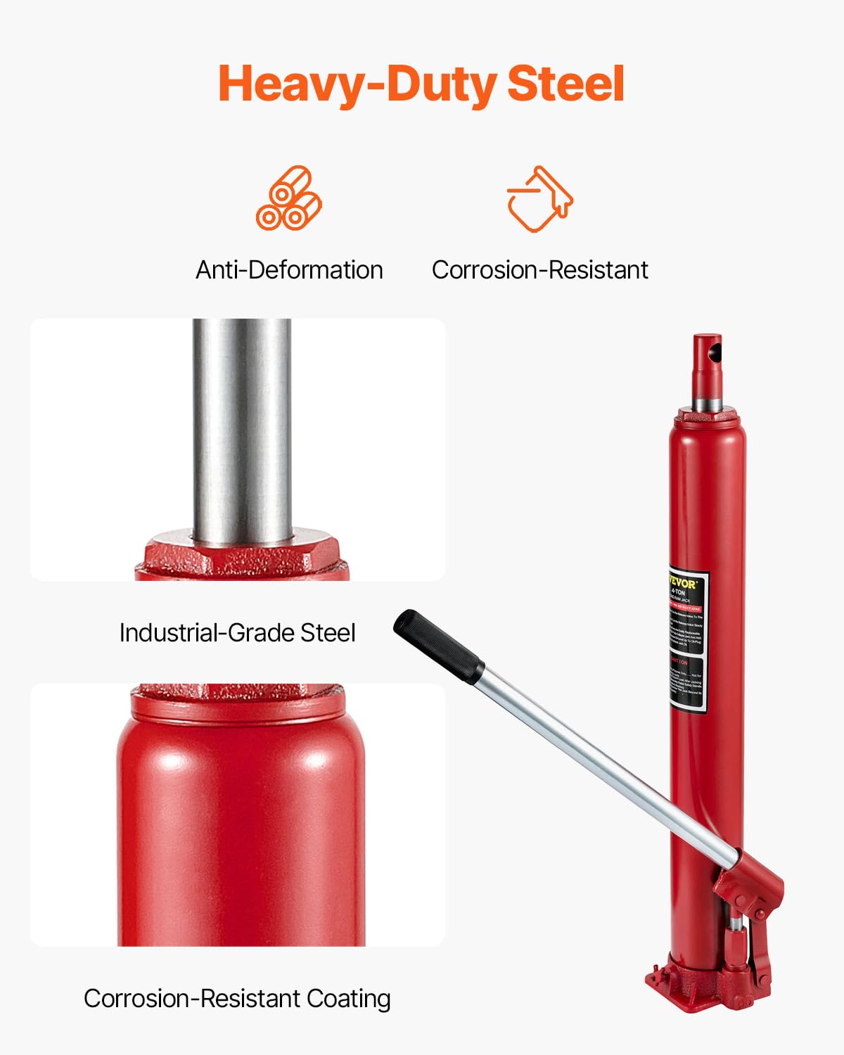 VEVOR seal and slow-release valve close-up highlighting controlled lowering
