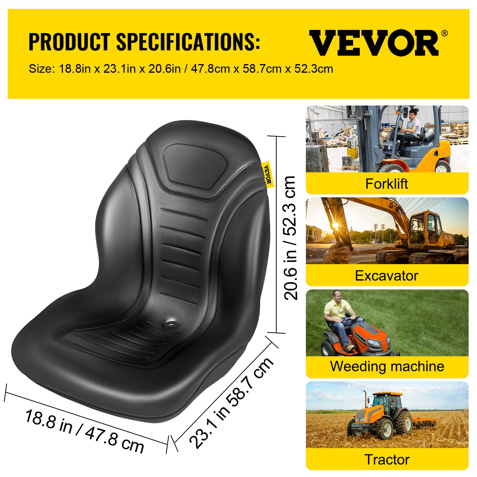 VEVOR seat installed on forklift enhancing durability and support
