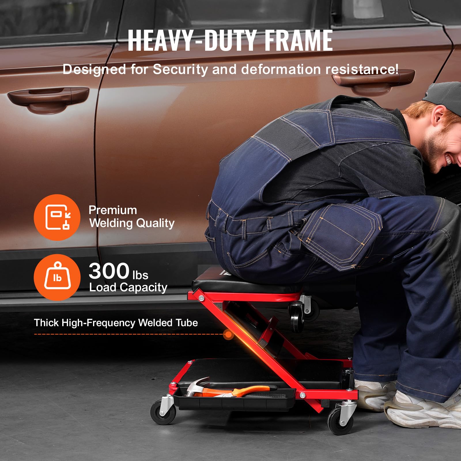 VEVOR side profile folded into seat mode for low tasks comfort