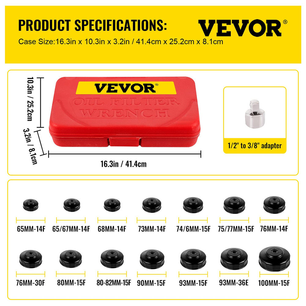 VEVOR size stamp on a socket cup showing clear markings for correct selection