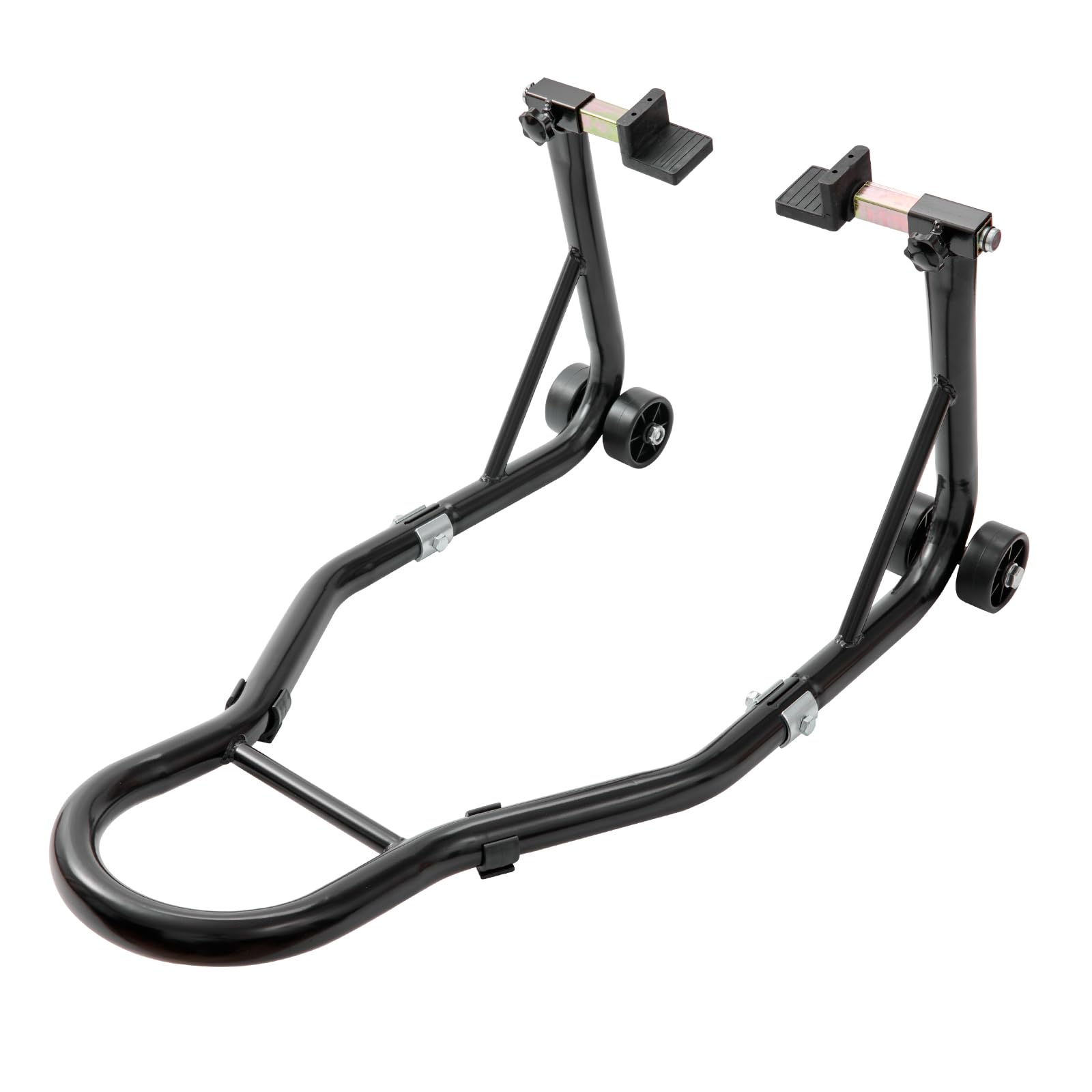 VEVOR stand with Kawasaki cruiser showing size and load capacity benefit