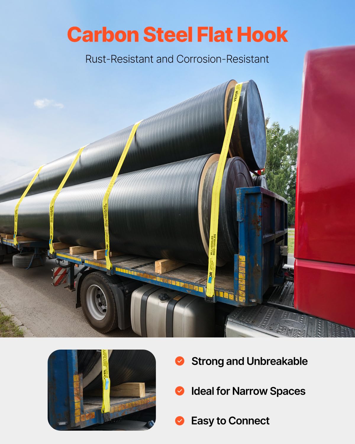 VEVOR full 30-foot strap laid out to show length and width for versatile use