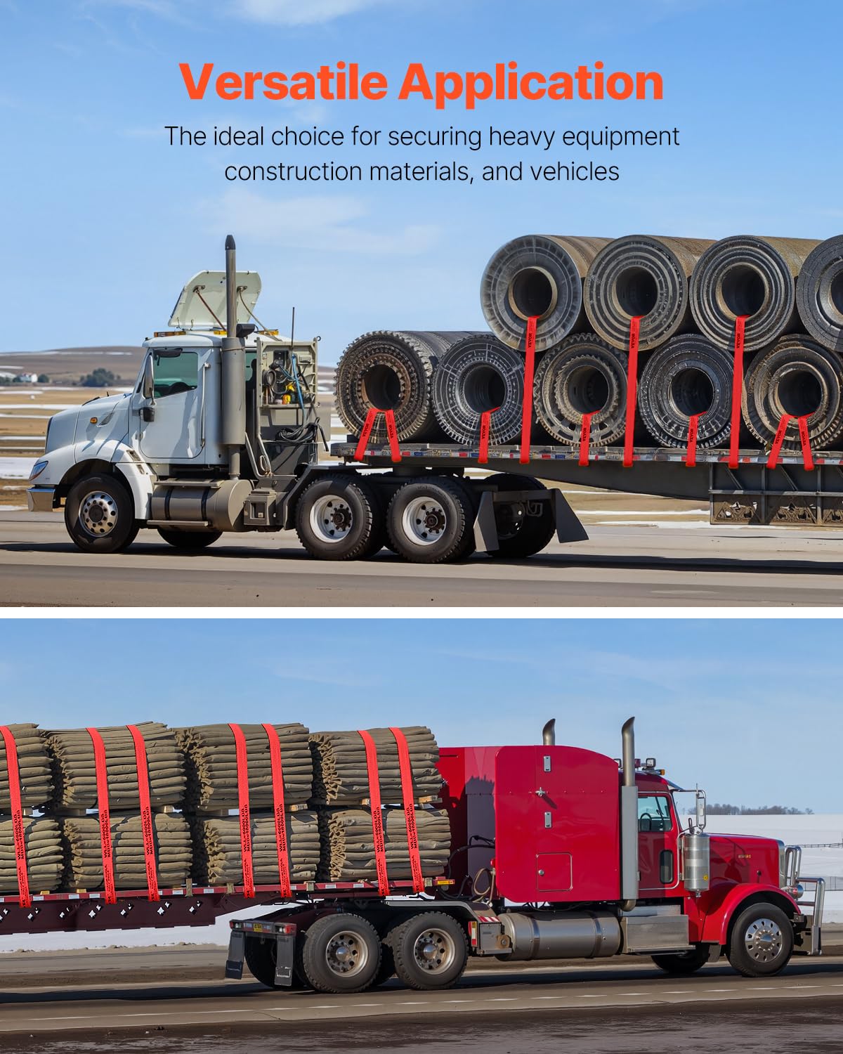 VEVOR strap secured on trailer illustrating reliable anchoring under load