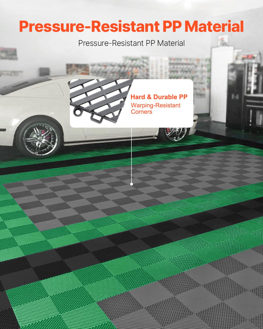 VEVOR close-up of tile grid texture for improved traction and quick drainage