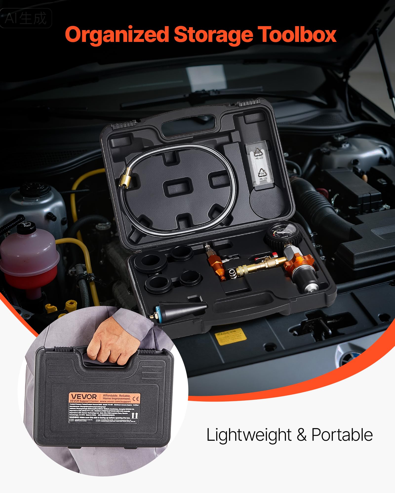 VEVOR dustproof toolbox with organized compartments protecting components during transport