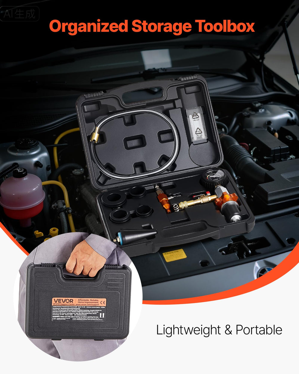VEVOR dustproof toolbox with organized compartments protecting components during transport